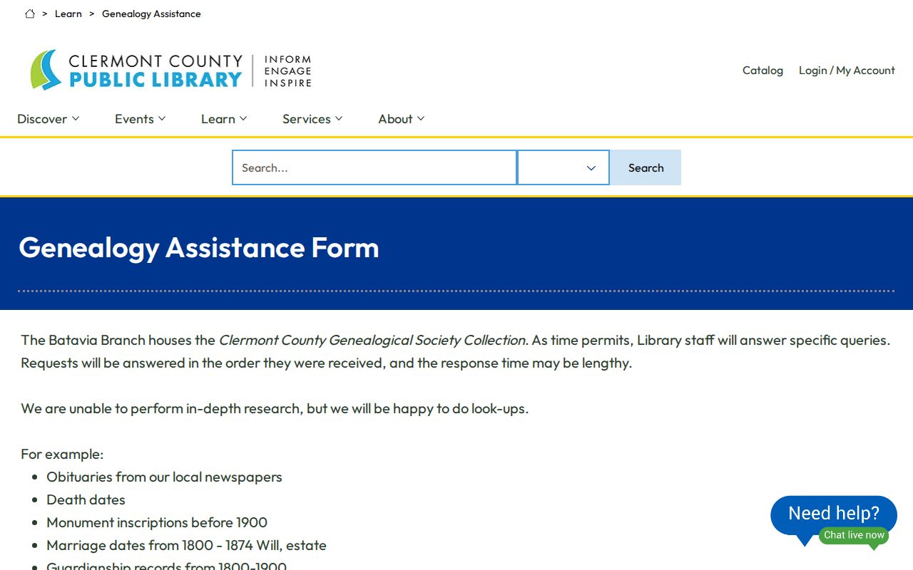 Union Township city directory genealogy assistance at Clermont Library