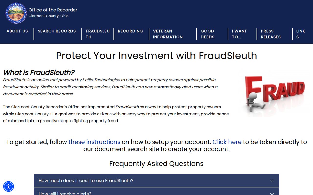 Union Township neighbors property-record alert through Clermont FraudSleuth