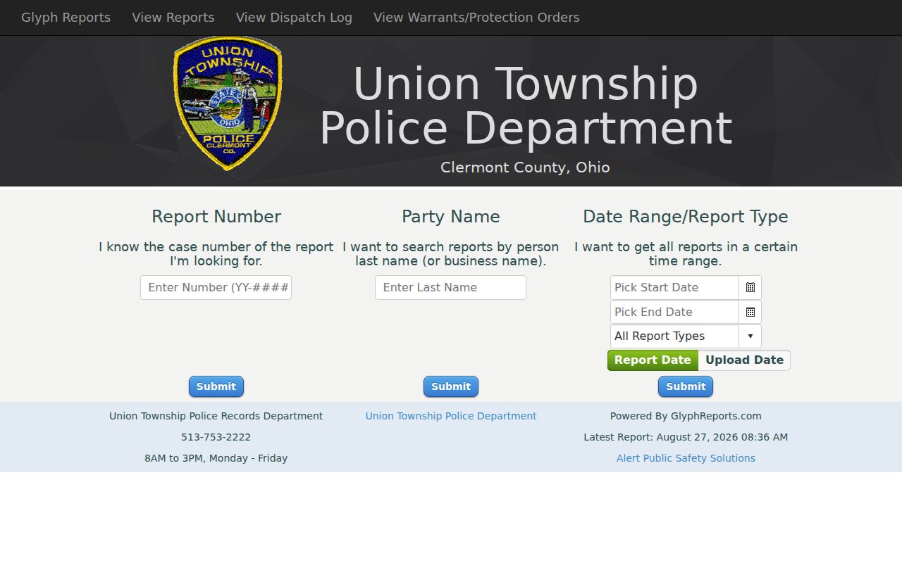 Union Township neighbors reference to public police reports
