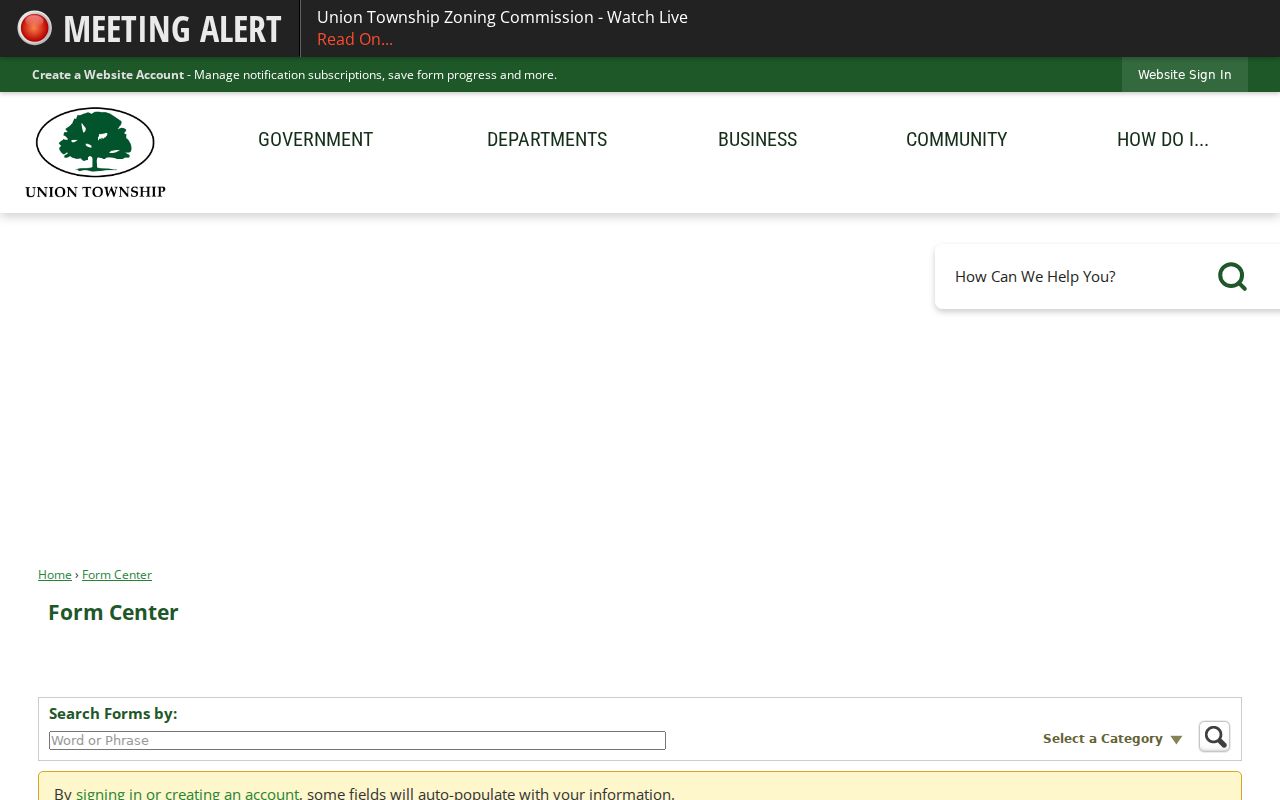 Union Township residents directory public records request form