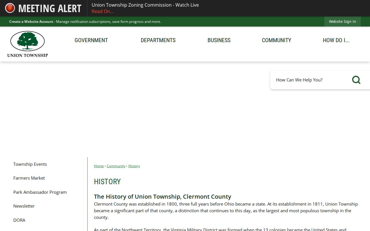 Union Township ZIP code local history source
